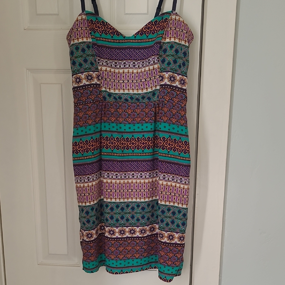 Mystic Green and Purple Sundress Sleeveless Mini